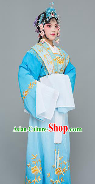 Chinese Traditional Peking Opera Princess Blue Dress Classical Beijing Opera Actress Costume for Adults