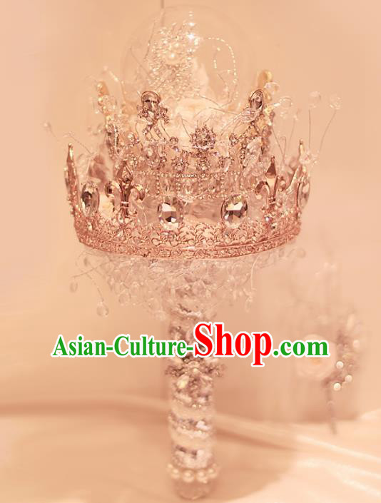 Top Grade Wedding Bridal Bouquet Hand Crystal Royal Crown Bunch for Women