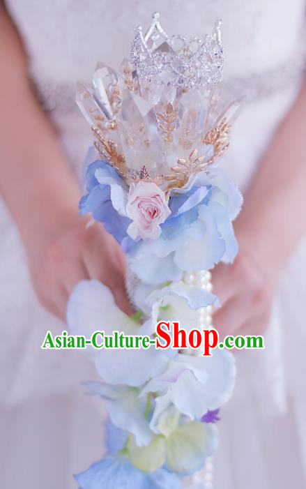 Top Grade Wedding Bridal Bouquet Hand Crystal Flowers Beads Bunch for Women