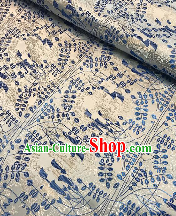 Asian Chinese Royal Pattern White Brocade Fabric Traditional Silk Fabric Tang Suit Material