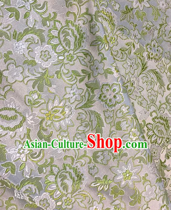 Asian Chinese Royal Flowers Pattern White Brocade Fabric Traditional Silk Fabric Tang Suit Material