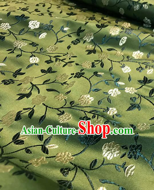 Asian Chinese Royal Wheat Flowers Pattern Green Brocade Fabric Traditional Silk Fabric Tang Suit Material