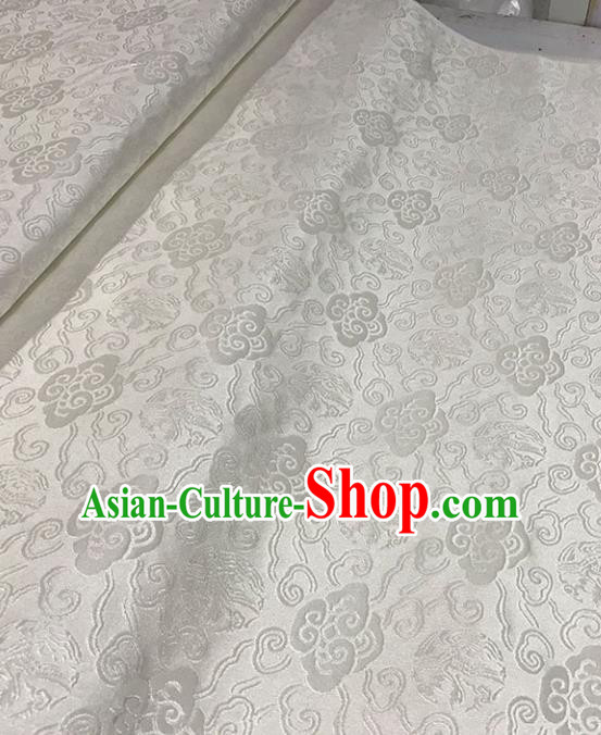 Asian Chinese Royal Clouds Pattern White Brocade Fabric Traditional Silk Fabric Tang Suit Material