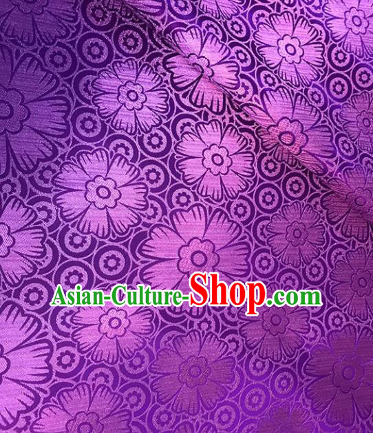 Asian Chinese Royal Flowers Pattern Purple Brocade Fabric Traditional Silk Fabric Tang Suit Material