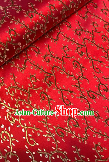 Asian Chinese Royal Sesame Flower Pattern Red Brocade Fabric Traditional Silk Fabric Tang Suit Material