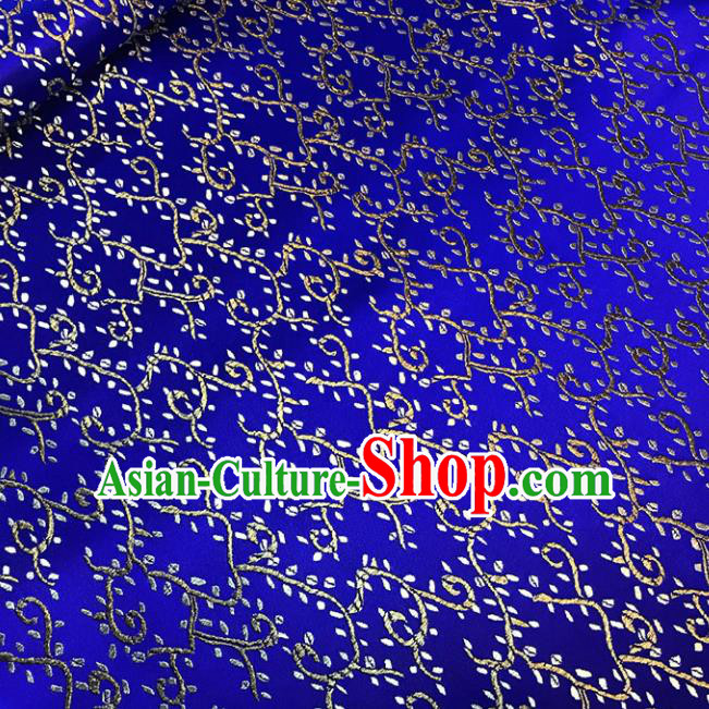 Asian Chinese Royal Sesame Flower Pattern Royalblue Brocade Fabric Traditional Silk Fabric Tang Suit Material