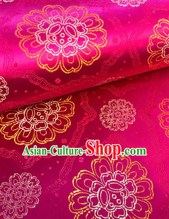 Asian Chinese Royal Flowers Pattern Rosy Brocade Fabric Traditional Silk Fabric Tang Suit Material