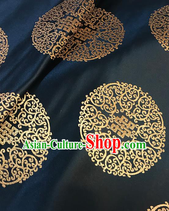 Asian Chinese Royal Lucky Pattern Black Brocade Fabric Traditional Silk Fabric Tang Suit Material