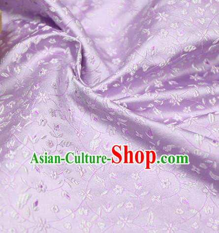 Asian Chinese Royal Wheat Flowers Pattern Light Purple Brocade Fabric Traditional Silk Fabric Tang Suit Material