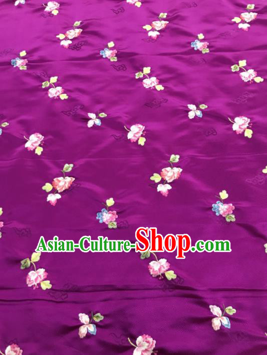 Asian Chinese Embroidered Begonia Flower Pattern Purple Brocade Fabric Traditional Cheongsam Silk Fabric Material