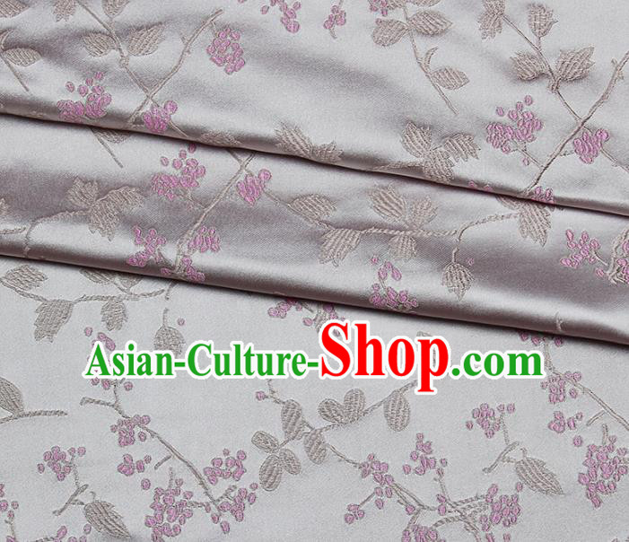 Asian Chinese Royal Wisteria Flowers Pattern Grey Brocade Fabric Traditional Silk Fabric Kimono Material