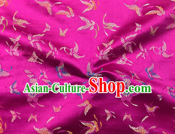 Asian Chinese Royal Embroidery Butterfly Pattern Rosy Brocade Fabric Traditional Silk Fabric Kimono Material