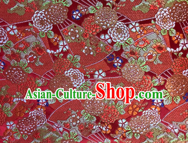 Asian Chinese Royal Pattern Red Brocade Fabric Traditional Silk Fabric Kimono Material