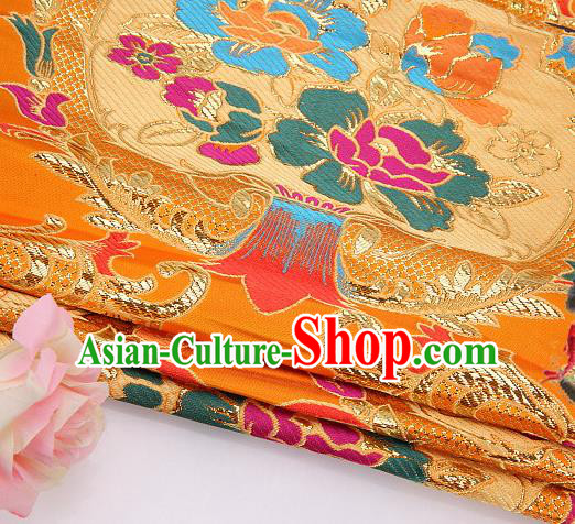 Asian Chinese Traditional Pattern Yellow Nanjing Brocade Fabric Tang Suit Silk Material