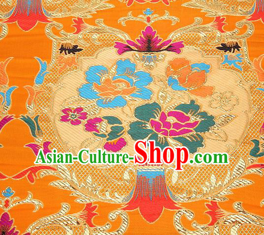 Asian Chinese Traditional Pattern Yellow Nanjing Brocade Fabric Tang Suit Silk Material
