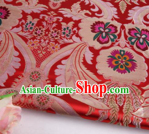 Asian Chinese Traditional Pattern Red Nanjing Brocade Fabric Tang Suit Silk Material