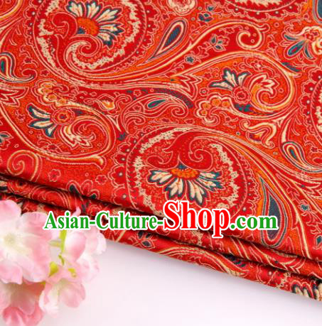 Asian Chinese Traditional Peacock Tail Pattern Red Nanjing Brocade Fabric Tang Suit Silk Material