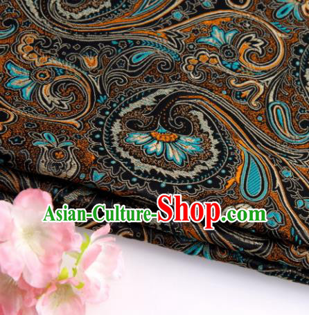 Asian Chinese Traditional Peacock Tail Pattern Black Nanjing Brocade Fabric Tang Suit Silk Material