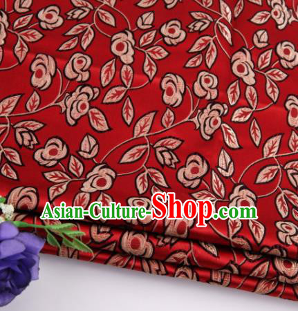 Asian Chinese Traditional Leaf Pattern Red Nanjing Brocade Fabric Tang Suit Silk Material