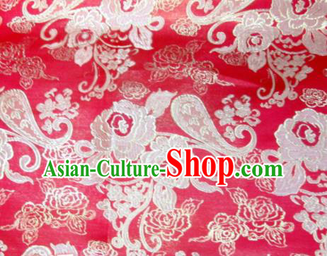 Asian Chinese Traditional Satin Royal Pattern Red Brocade Fabric Tang Suit Silk Material