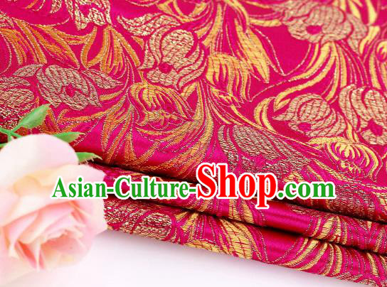 Asian Chinese Traditional Royal Tulip Pattern Rosy Satin Nanjing Brocade Fabric Tang Suit Silk Material