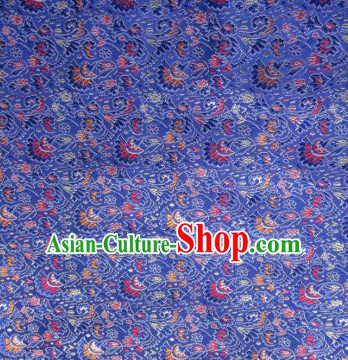 Asian Chinese Traditional Cockscomb Pattern Blue Satin Brocade Fabric Tang Suit Silk Material