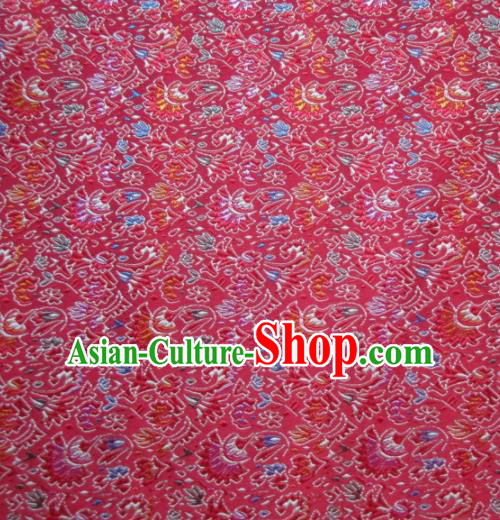 Asian Chinese Traditional Cockscomb Pattern Red Satin Brocade Fabric Tang Suit Silk Material