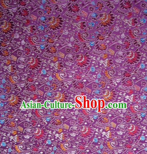 Asian Chinese Traditional Cockscomb Pattern Purple Satin Brocade Fabric Tang Suit Silk Material