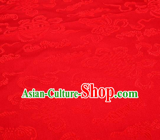 Asian Chinese Traditional Pomegranate Pattern Red Satin Brocade Fabric Tang Suit Silk Material