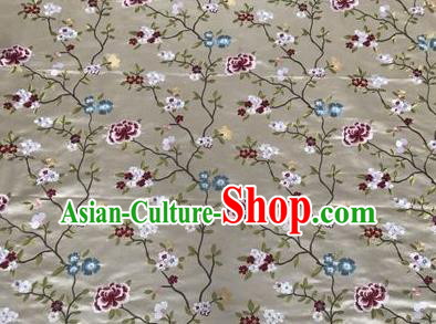 Asian Chinese Traditional Cheongsam Embroidered Flowers Pattern White Brocade Fabric Suzhou Silk Fabric Material