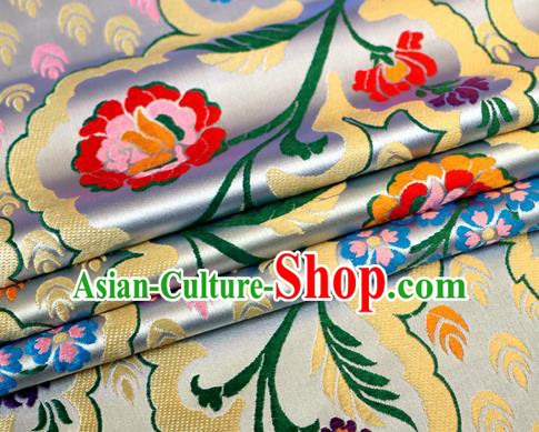 Asian Chinese Traditional White Nanjing Brocade Fabric Tang Suit Royal Pattern Silk Fabric Material