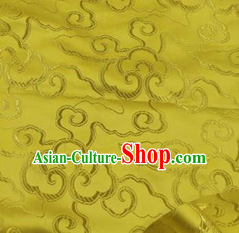 Asian Chinese Traditional Royal Auspicious Clouds Pattern Yellow Brocade Fabric Tang Suit Silk Fabric Material