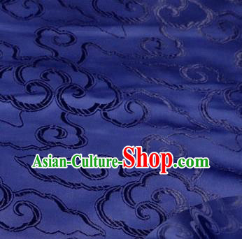 Asian Chinese Traditional Royal Auspicious Clouds Pattern Navy Brocade Fabric Tang Suit Silk Fabric Material