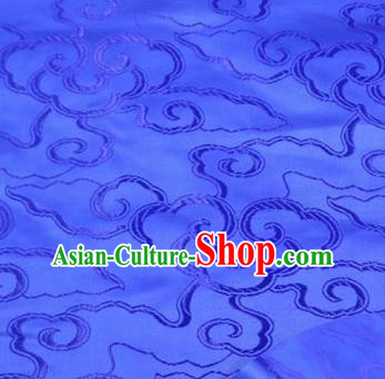 Asian Chinese Traditional Royal Auspicious Clouds Pattern Deep Blue Brocade Fabric Tang Suit Silk Fabric Material