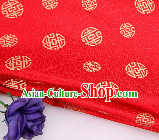 Asian Chinese Traditional Royal Longevity Pattern Red Brocade Fabric Tang Suit Silk Fabric Material