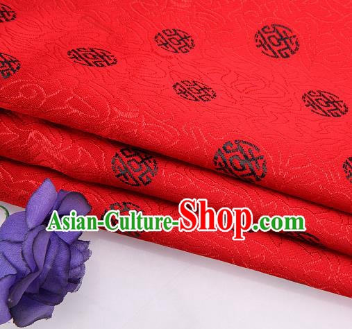 Asian Chinese Traditional Royal Black Longevity Pattern Red Brocade Fabric Tang Suit Silk Fabric Material