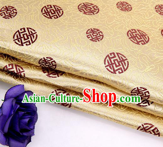 Asian Chinese Traditional Royal Longevity Pattern Golden Brocade Fabric Tang Suit Silk Fabric Material