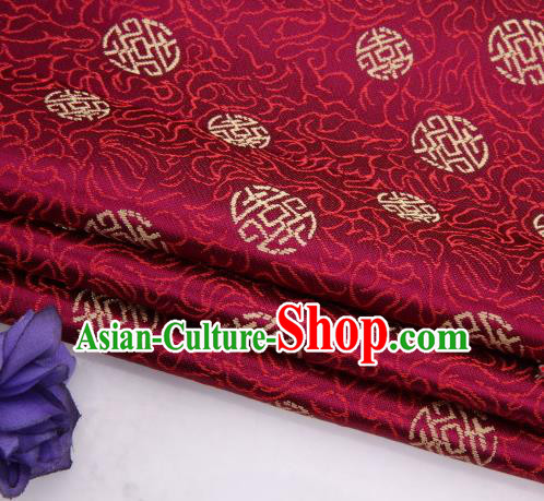 Asian Chinese Traditional Royal Longevity Pattern Wine Red Brocade Fabric Tang Suit Silk Fabric Material