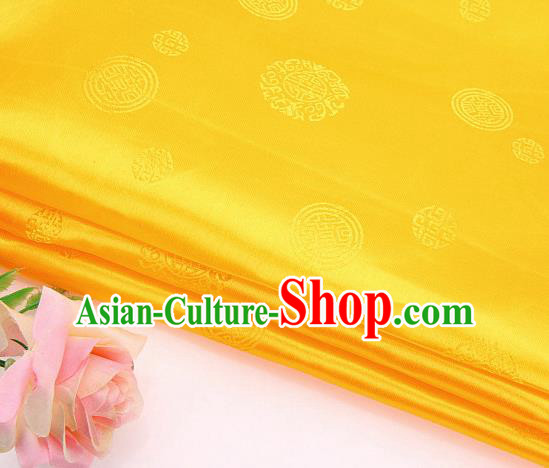 Asian Chinese Traditional Round Pattern Yellow Brocade Fabric Tang Suit Silk Fabric Material