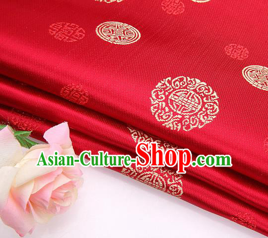 Asian Chinese Traditional Round Pattern Brocade Fabric Tang Suit Red Silk Fabric Material