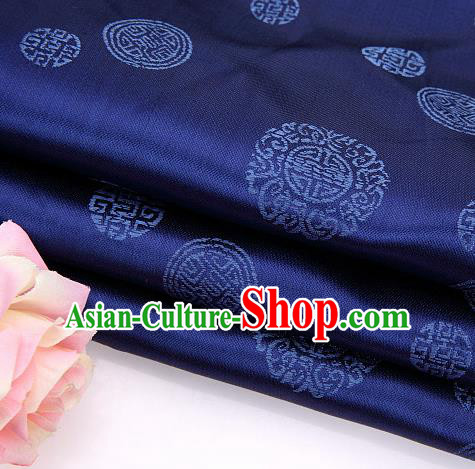 Asian Chinese Traditional Round Pattern Navy Brocade Fabric Tang Suit Silk Material