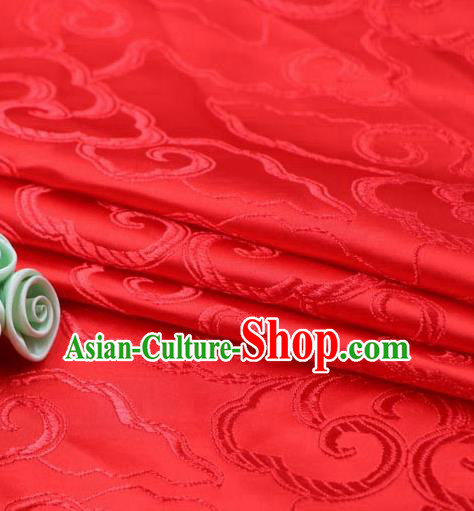 Asian Chinese Traditional Royal Auspicious Clouds Pattern Red Brocade Fabric Tang Suit Silk Fabric Material