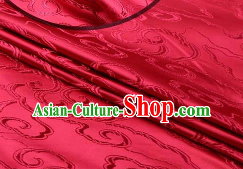 Asian Chinese Traditional Royal Auspicious Clouds Pattern Wine Red Brocade Fabric Tang Suit Silk Fabric Material
