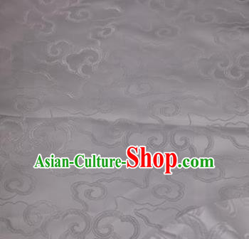 Asian Chinese Traditional Royal Auspicious Clouds Pattern White Brocade Fabric Tang Suit Silk Fabric Material