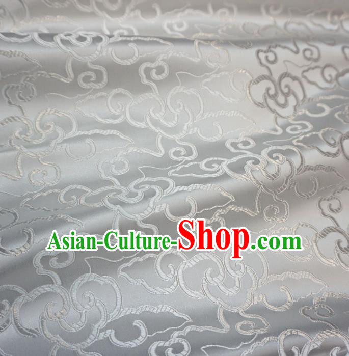 Asian Chinese Traditional Brocade Fabric Clouds Pattern White Satin Tang Suit Silk Material