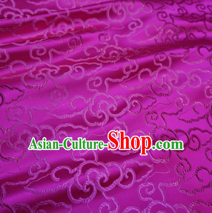 Asian Chinese Traditional Brocade Fabric Clouds Pattern Rosy Satin Tang Suit Silk Material