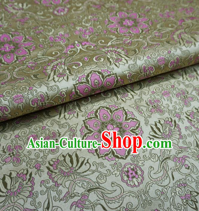 Asian Chinese Traditional Cheongsam Satin Fabric Classical Rosette Pattern Golden Brocade Tang Suit Silk Material