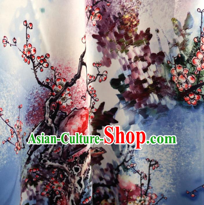 Asian Chinese Painting Plum Blossom Design Pattern Brocade Traditional Cheongsam Satin Fabric Tang Suit Silk Material