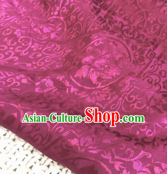 Asian Chinese Classical Peony Design Pattern Rosy Brocade Traditional Cheongsam Satin Fabric Tang Suit Silk Material