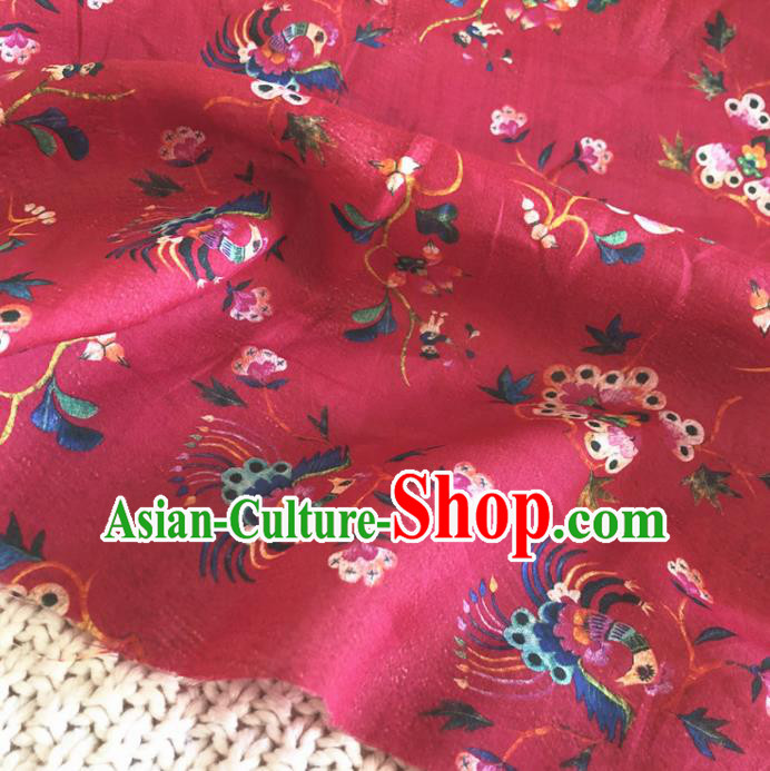 Asian Chinese Classical Design Pattern Red Brocade Traditional Cheongsam Satin Fabric Tang Suit Silk Material